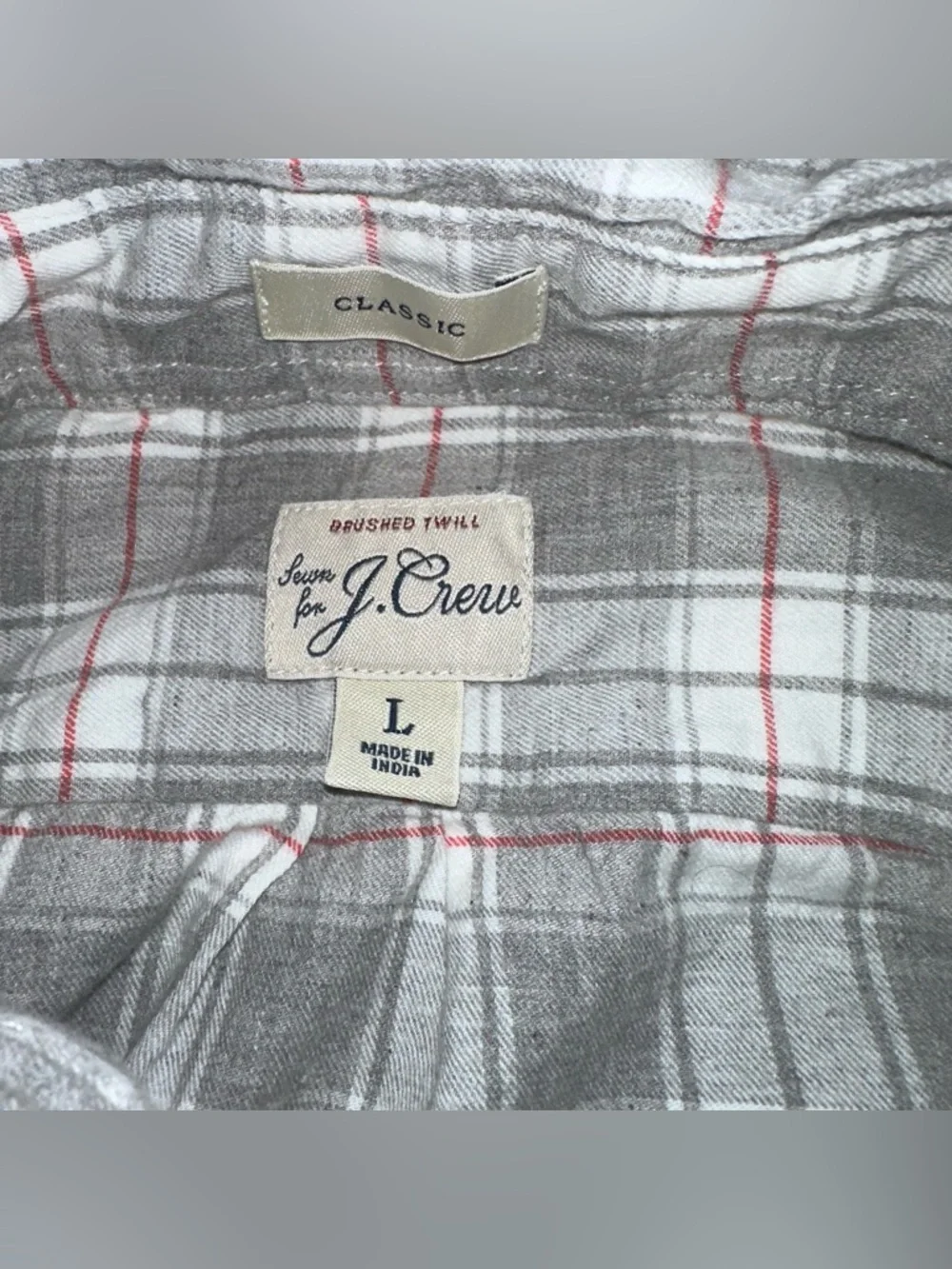 J.Crew Men's Gray Plaid Button-Down Shirt‎ lightweight flannel size large